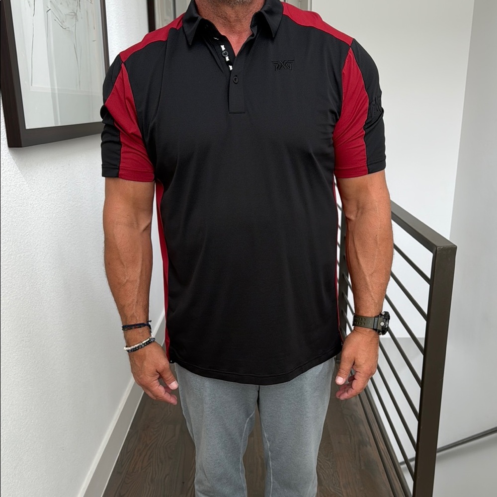 PXG Black and Red Performance Polo Shirt